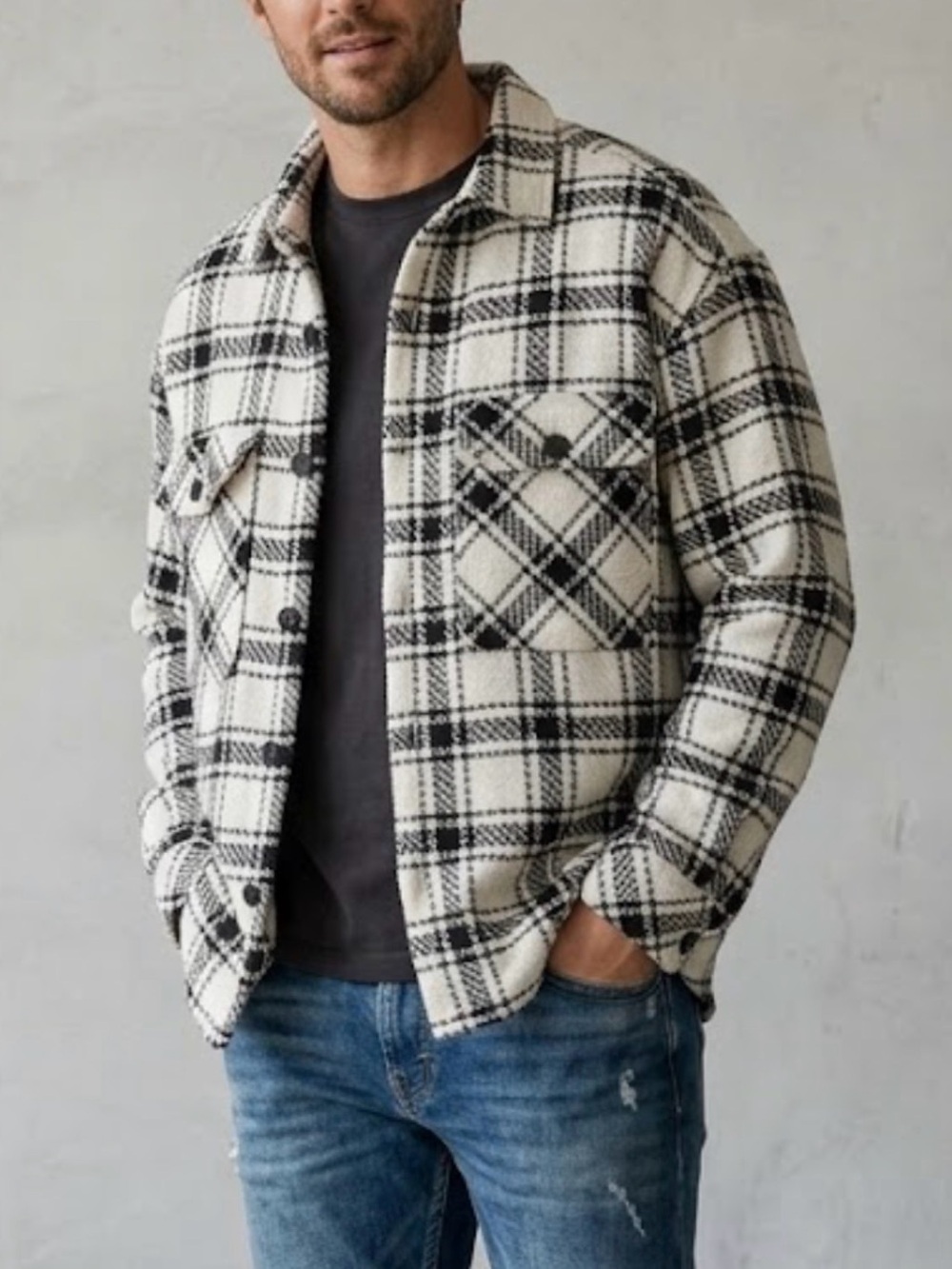 Maison Article Tweed Plaid Knit Jacket